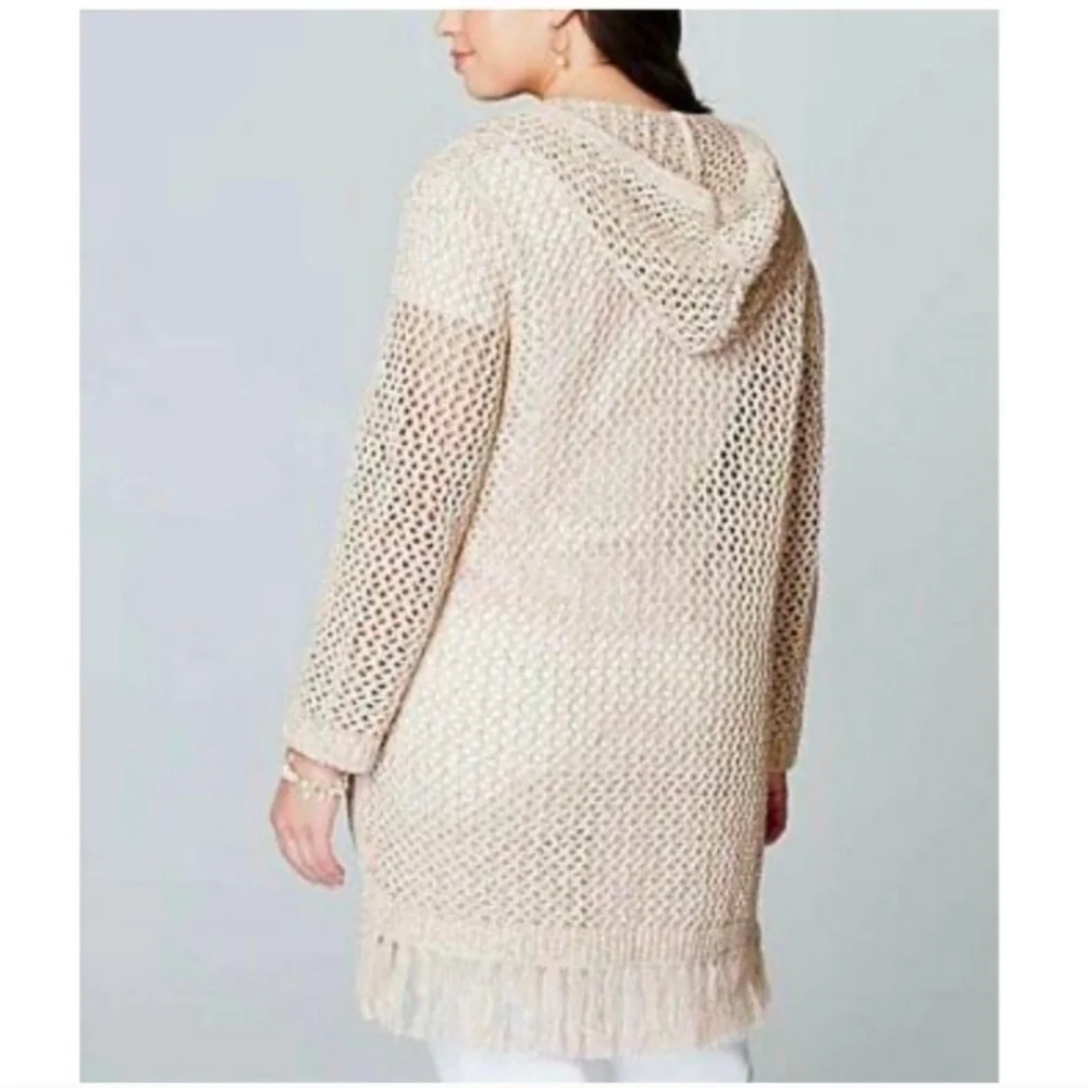J. Jill Boho Crochet Hooded Jacket - Picture 3 of 9